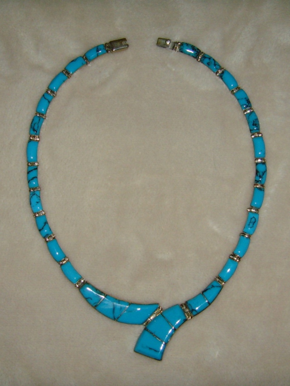 Sterling Silver 925 and Faux Turquoise Necklace - Picture 10 of 13